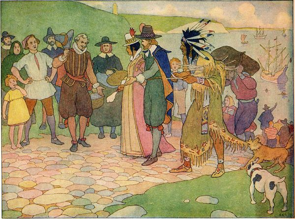 Drawing of John Rolfe and Pocahontas