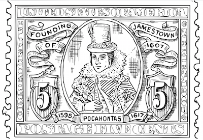 Pocahontas United States Postage Stamp Drawing