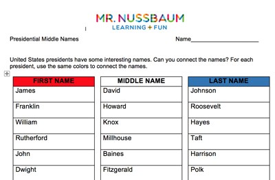 Presidential Middle Names