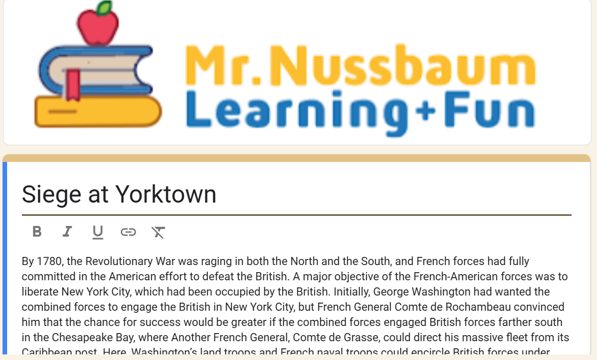 Continental Army Reading Comprehension for Google Classroom